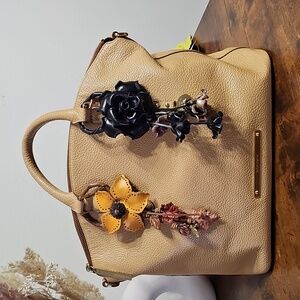 (2) Floral Leather Bag Charms